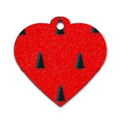 Christmas Time Fir Trees Dog Tag Heart (one Side) by Nexatart