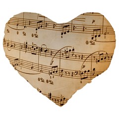 Music Notes Background Large 19  Premium Flano Heart Shape Cushions by Nexatart