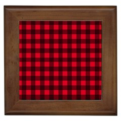 Red And Black Plaid Pattern Framed Tiles by Valentinaart