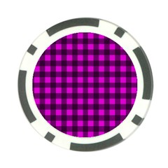 Magenta And Black Plaid Pattern Poker Chip Card Guard by Valentinaart