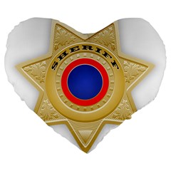 Sheriff S Star Sheriff Star Chief Large 19  Premium Flano Heart Shape Cushions by Nexatart