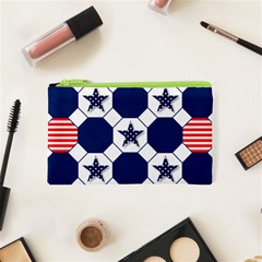 Patriotic Symbolic Red White Blue Cosmetic Bag (xs) by Nexatart