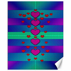 Hearts Weave Canvas 11  X 14   by pepitasart