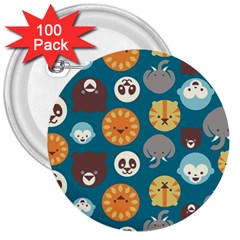 Animal Pattern 3  Buttons (100 Pack)  by Nexatart