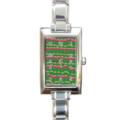 Wine Red Champagne Glass Red Wine Rectangle Italian Charm Watch by Nexatart