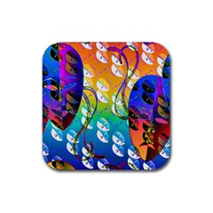 Abstract Mask Artwork Digital Art Rubber Coaster (square)  by Nexatart