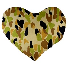 Army Camouflage Pattern Large 19  Premium Flano Heart Shape Cushions by Nexatart