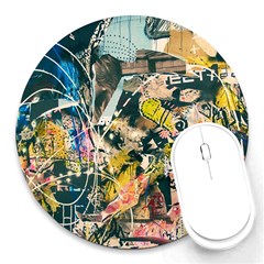 Art Graffiti Abstract Vintage Round Mousepads by Nexatart