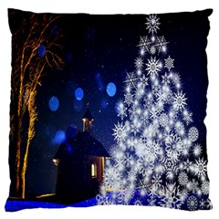 Christmas Card Christmas Atmosphere Large Flano Cushion Case (one Side) by Nexatart