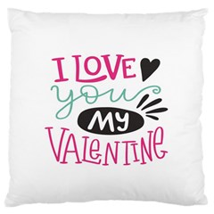 I Love You My Valentine (white) Our Two Hearts Pattern (white) Large Flano Cushion Case (one Side) by FashionFling