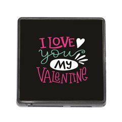  I Love You My Valentine / Our Two Hearts Pattern (black) Memory Card Reader (square) by FashionFling