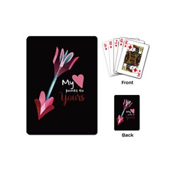 My Heart Points To Yours / Pink And Blue Cupid s Arrows (black) Playing Cards (mini)  by FashionFling