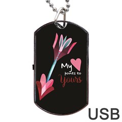 My Heart Points To Yours / Pink And Blue Cupid s Arrows (black) Dog Tag Usb Flash (two Sides) by FashionFling