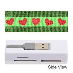 Fabric Christmas Hearts Texture Memory Card Reader (stick)  by Nexatart