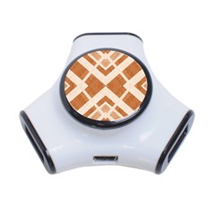 Fabric Textile Tan Beige Geometric 3-port Usb Hub by Nexatart