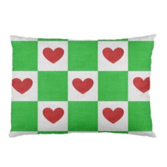 Fabric Texture Hearts Checkerboard Pillow Case (two Sides) by Nexatart