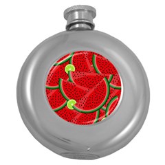 Watermelon Slices Round Hip Flask (5 Oz) by Valentinaart