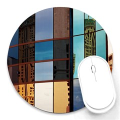 Glass Facade Colorful Architecture Round Mousepads by Nexatart