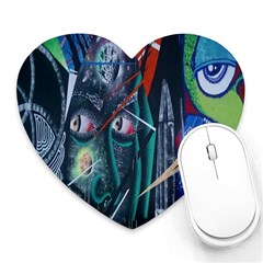 Graffiti Art Urban Design Paint Heart Mousepads by Nexatart