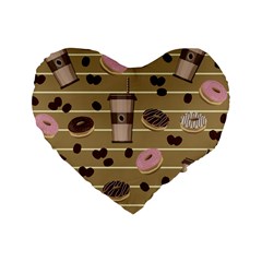 Coffee And Donuts  Standard 16  Premium Heart Shape Cushions by Valentinaart