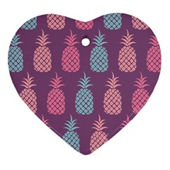 Pineapple Pattern  Heart Ornament (two Sides) by Nexatart