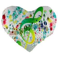 Points Circle Music Pattern Large 19  Premium Flano Heart Shape Cushions by Nexatart