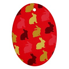 Hare Easter Pattern Animals Oval Ornament (two Sides) by Amaryn4rt