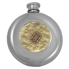 Fractal Art Colorful Pattern Round Hip Flask (5 Oz) by Amaryn4rt