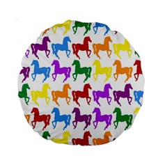 Colorful Horse Background Wallpaper Standard 15  Premium Round Cushions by Amaryn4rt