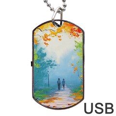 Park Nature Painting Dog Tag Usb Flash (one Side) by Amaryn4rt