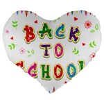 Back To School Large 19  Premium Flano Heart Shape Cushions Back