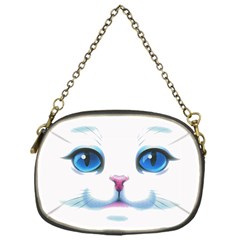 Cute White Cat Blue Eyes Face Chain Purses (one Side)  by Amaryn4rt