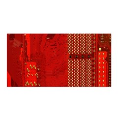 Computer Texture Red Motherboard Circuit Satin Wrap by Simbadda