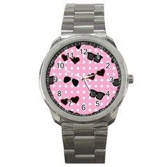 Pisunglass Tech Pink Pattern Sport Metal Watch by Simbadda