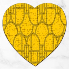 The Michigan Pattern Yellow Jigsaw Puzzle (heart) by Simbadda