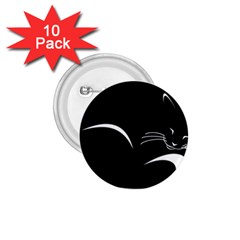 Cat Black Vector Minimalism 1 75  Buttons (10 Pack) by Simbadda