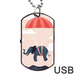 Digital Slon Parashyut Vektor Dog Tag Usb Flash (one Side) by Simbadda