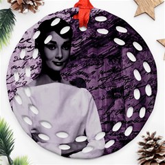 Audrey Hepburn Ornament (round Filigree) by Valentinaart