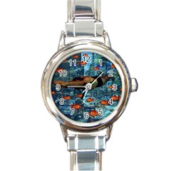 Urban Swimmers   Round Italian Charm Watch by Valentinaart