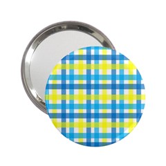 Gingham Plaid Yellow Aqua Blue 2 25  Handbag Mirrors by Simbadda