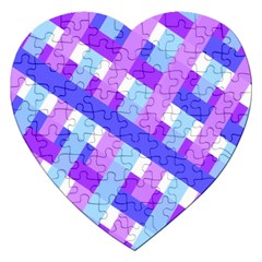 Geometric Plaid Gingham Diagonal Jigsaw Puzzle (heart) by Simbadda