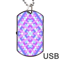 Geometric Gingham Merged Retro Pattern Dog Tag Usb Flash (one Side) by Simbadda