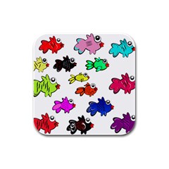 Fishes Marine Life Swimming Water Rubber Square Coaster (4 Pack)  by Simbadda