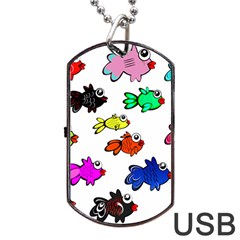 Fishes Marine Life Swimming Water Dog Tag Usb Flash (one Side) by Simbadda