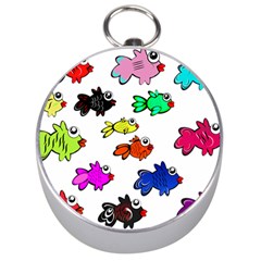 Fishes Marine Life Swimming Water Silver Compasses by Simbadda