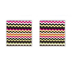 Colorful Chevron Pattern Stripes Pattern Cufflinks (square) by Simbadda