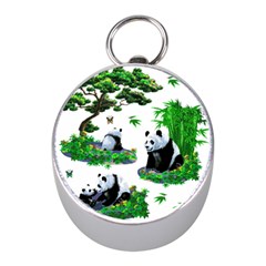 Cute Panda Cartoon Mini Silver Compasses by Simbadda