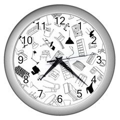 Furniture Black Decor Pattern Wall Clocks (silver)  by Simbadda