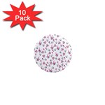 Heart Ornaments And Flowers Background In Vintage Style 1  Mini Magnet (10 pack)  Front