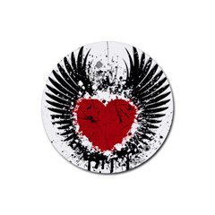 Wings Of Heart Illustration Rubber Coaster (round)  by TastefulDesigns